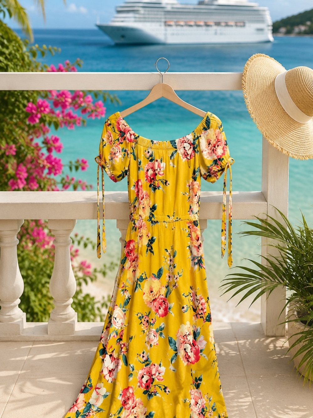 Band of Gypsies Yellow Floral Off-Shoulder Maxi Dress Small